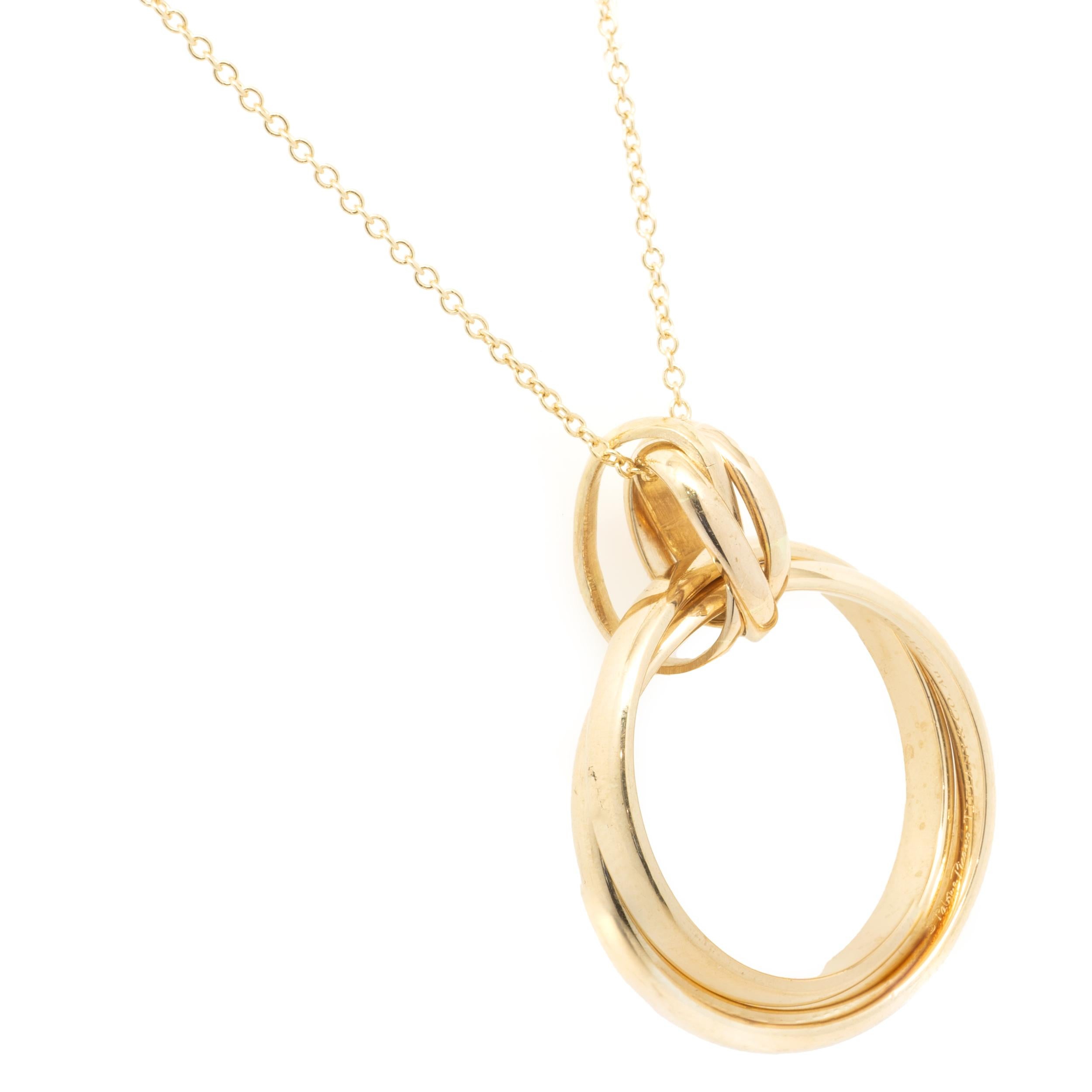 Designer: Tiffany & Co. 
Material: 18K yellow gold
Dimensions: necklace measures 18-20-inches in length
Weight: 9.51 grams
