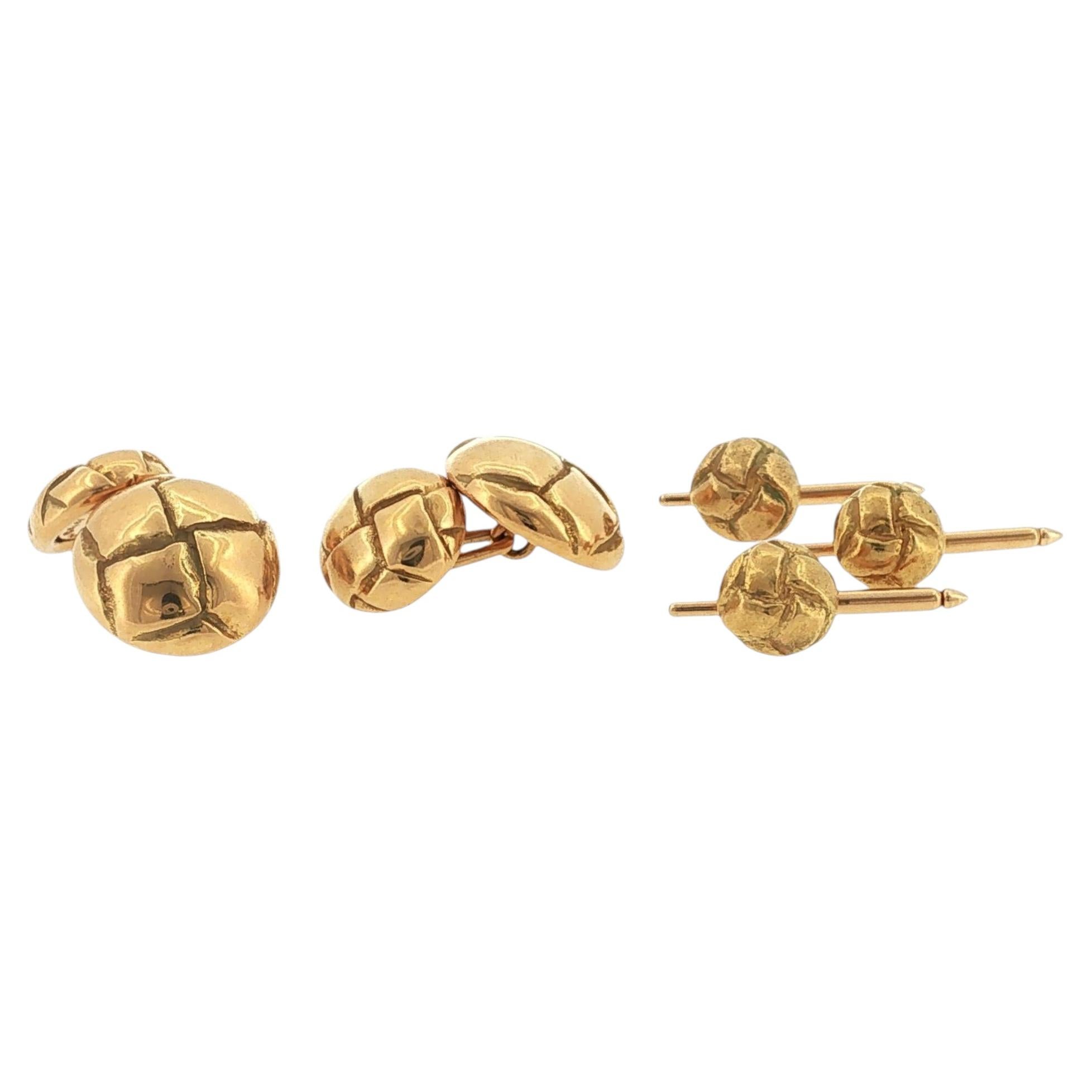 Tiffany & Co. 18 Karat Yellow Gold Round Button Tuxedo Set Circa 1979