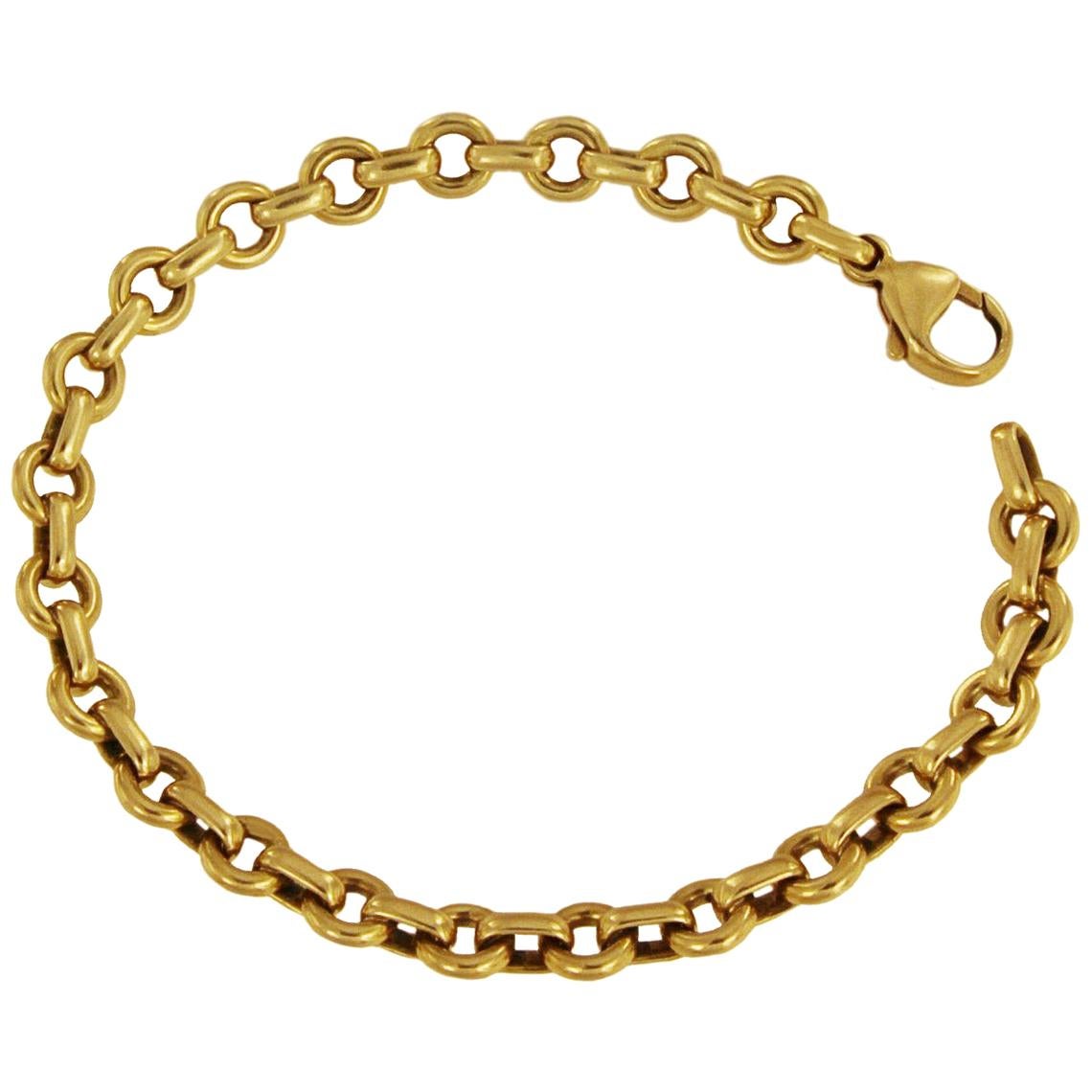 Tiffany & Co. 18 Karat Yellow Gold Round Chain Link Bracelet