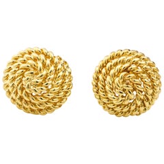 Tiffany & Co. 18 Karat Yellow Gold Round Stud Earrings