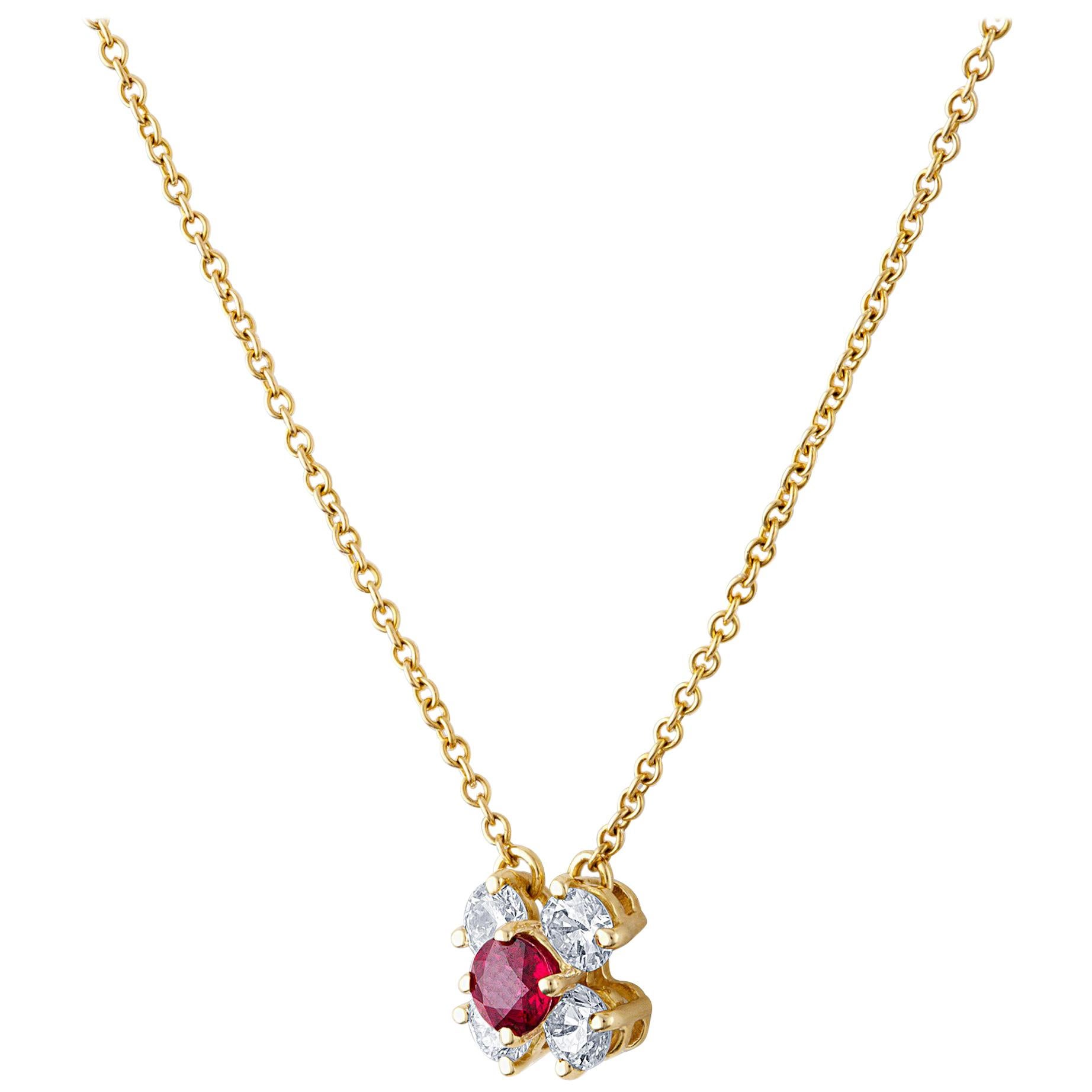 Tiffany & Co. 18 Karat Yellow Gold Ruby Necklace