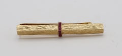 Tiffany & Co. 18 Karat Yellow Gold & Ruby Tie Bar Clip