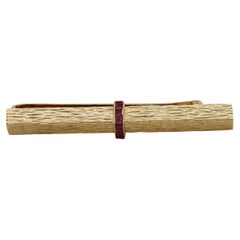 Tiffany & Co. 18 Karat Yellow Gold & Ruby Tie Bar Clip