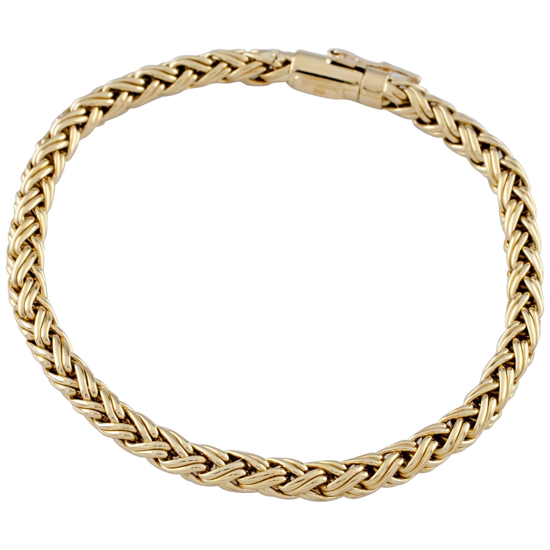 Tiffany & Co. 18 Karat Yellow Gold Russian Wheat Weave Bracelet