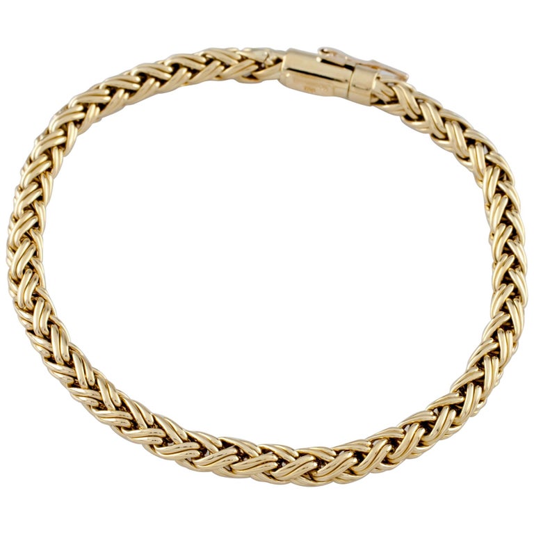Tiffany and Co. 18 Karat Yellow Gold Russian Wheat Weave Bracelet at