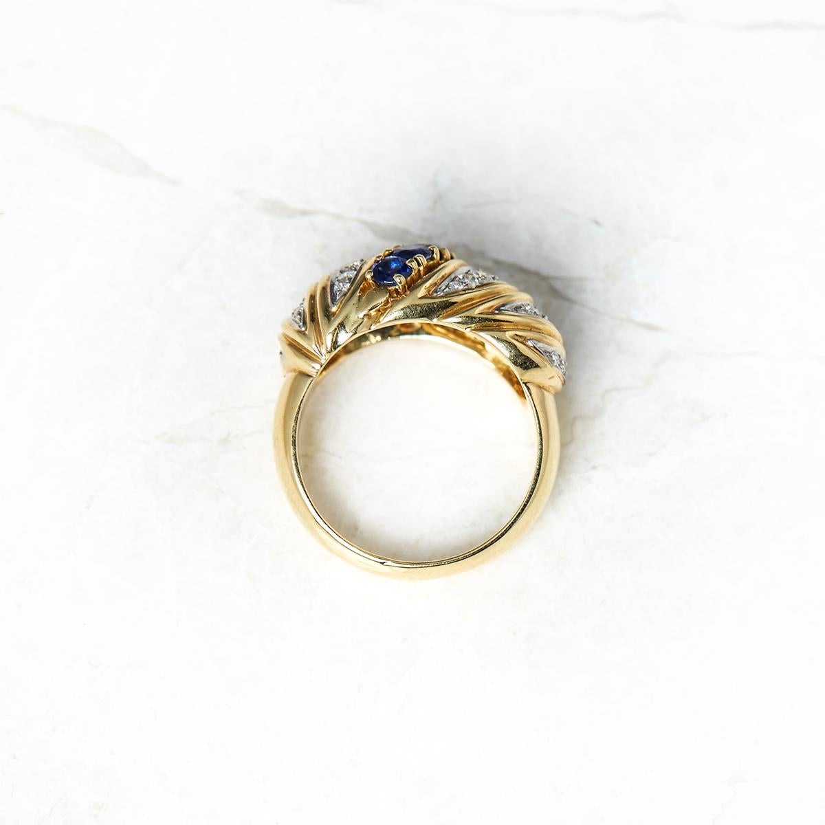 Women's Tiffany & Co. 18 Karat Yellow Gold Sapphire Diamond Vintage Ring
