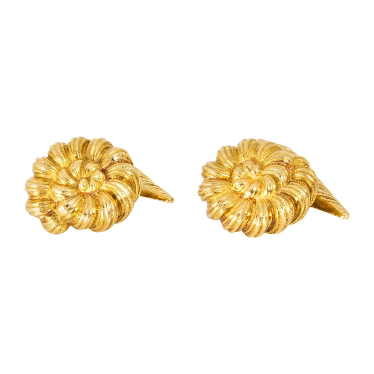 Tiffany & Co. 18 Karat Yellow Gold Schlumberger Anemone Cufflinks