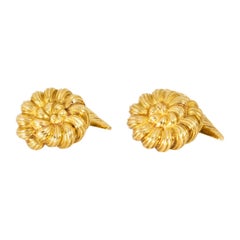 Antique Tiffany & Co. 18 Karat Yellow Gold Schlumberger Anemone Cufflinks