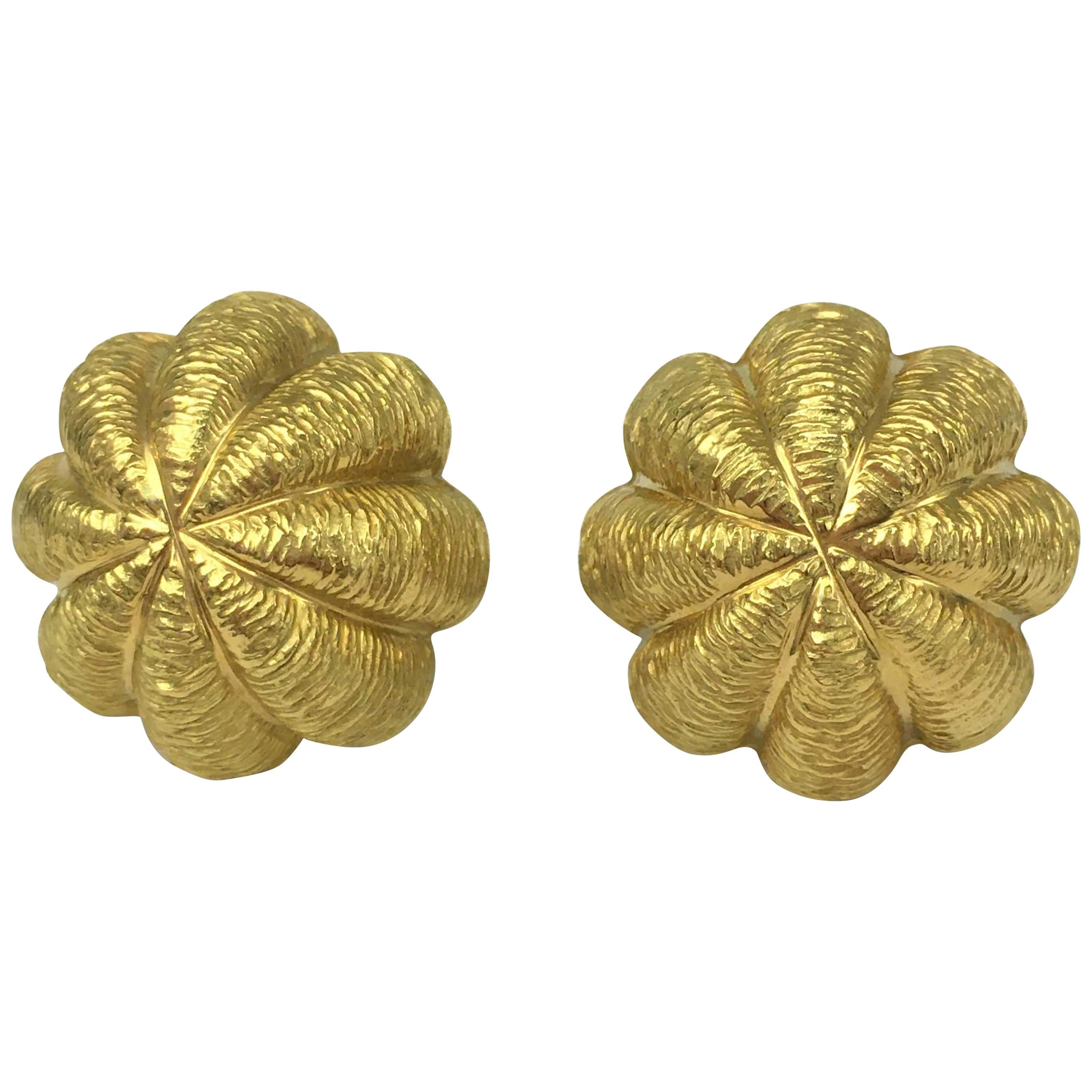 Tiffany & Co. 18 Karat Yellow Gold Sea Urchin Earrings