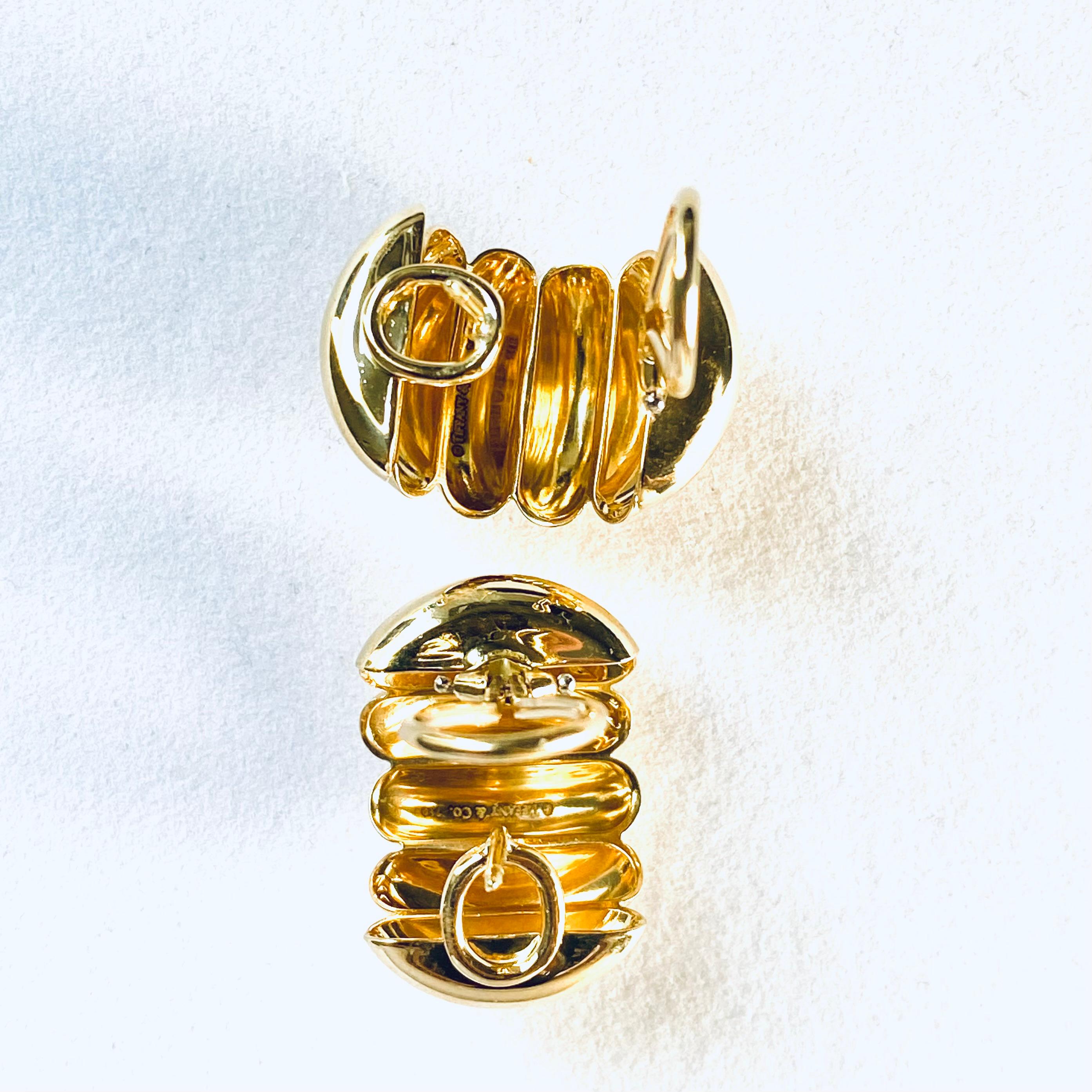 Tiffany Co 18 Karat Yellow Gold 'Shrimp' Earrings 2