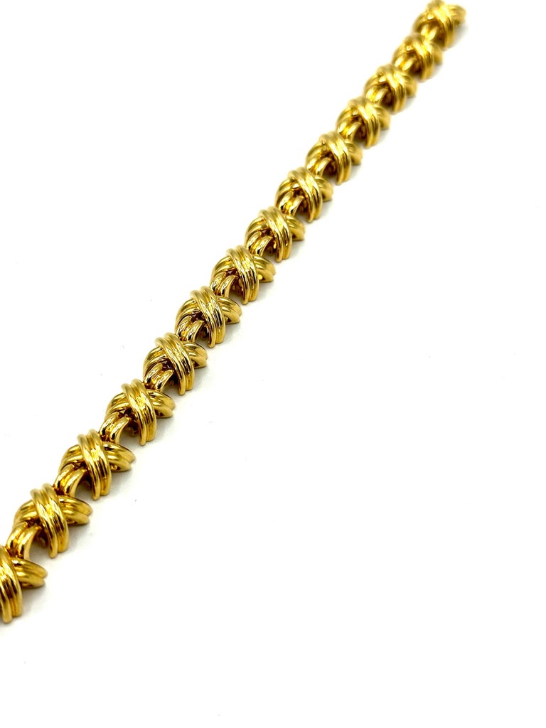 Tiffany and Co. 18 Karat Yellow Gold Signature X Bracelet For Sale at ...