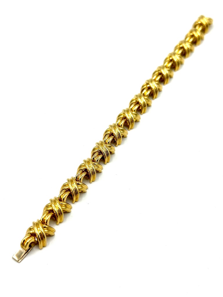 Tiffany and Co. 18 Karat Yellow Gold Signature X Bracelet For Sale at ...