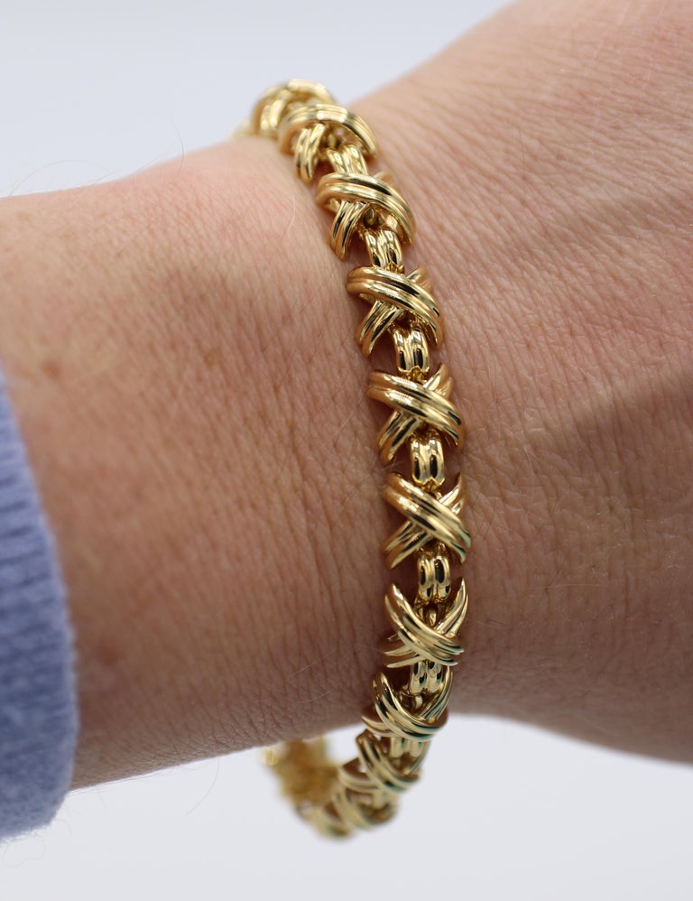 Tiffany and Co. 18 Karat Yellow Gold Signature X Bracelet For Sale at ...