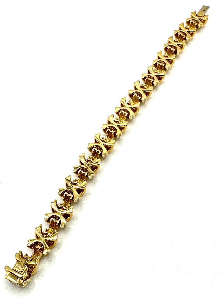 Tiffany and Co. 18 Karat Yellow Gold Signature X Bracelet For Sale at ...