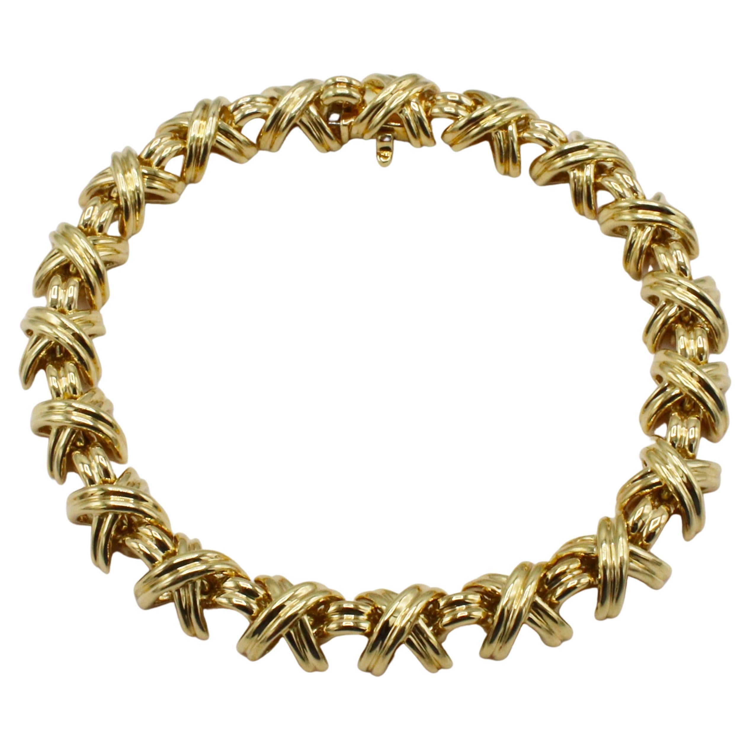 Tiffany & Co. 18 Karat Yellow Gold Signature X Bracelet