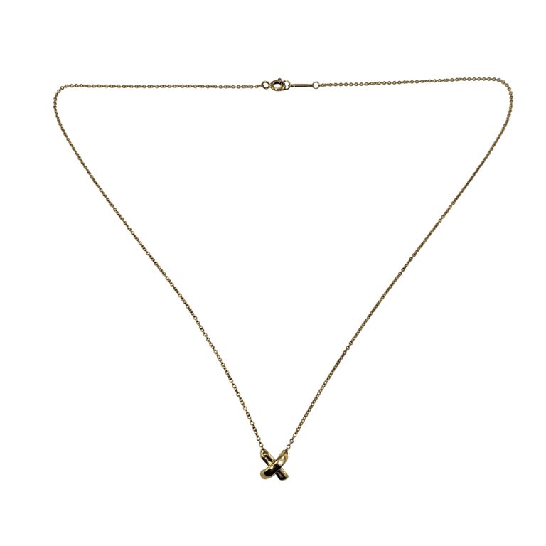 Tiffany and Co. 18 Karat Yellow Gold Signature "X" Pendant Necklace at ...