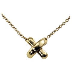 Tiffany & Co. 18 Karat Yellow Gold Signature "X" Pendant Necklace