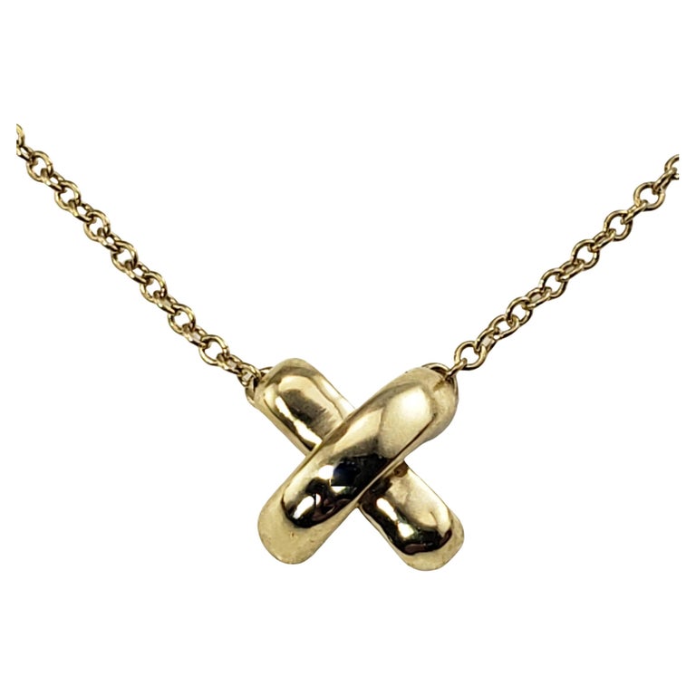 Tiffany and Co. 18 Karat Yellow Gold Signature "X" Pendant Necklace at ...