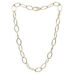 Tiffany & Co. 18 Karat Yellow Gold Solid Oval Chain Link Necklace