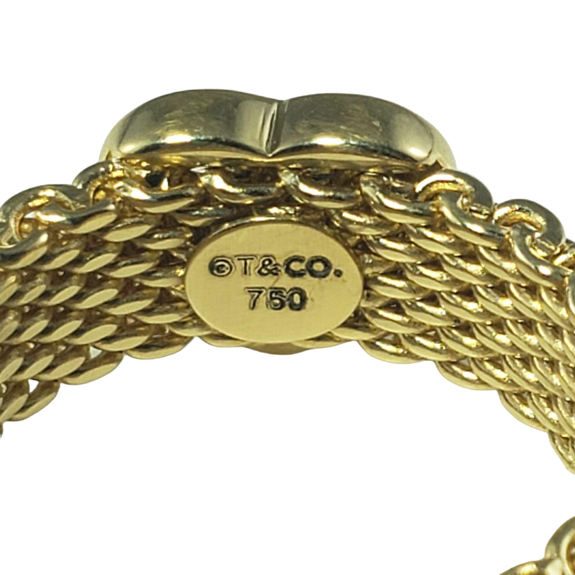 Women's Tiffany & Co. 18 Karat Yellow Gold Somerset Heart Mesh Ring Size 5 #16918 For Sale