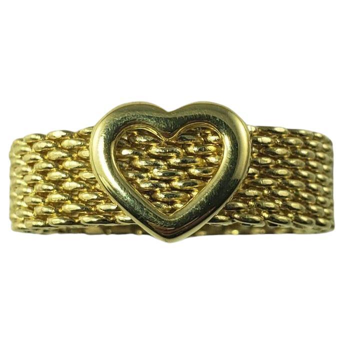 Tiffany & Co. 18 Karat Yellow Gold Somerset Heart Mesh Ring Size 5 #16918 For Sale