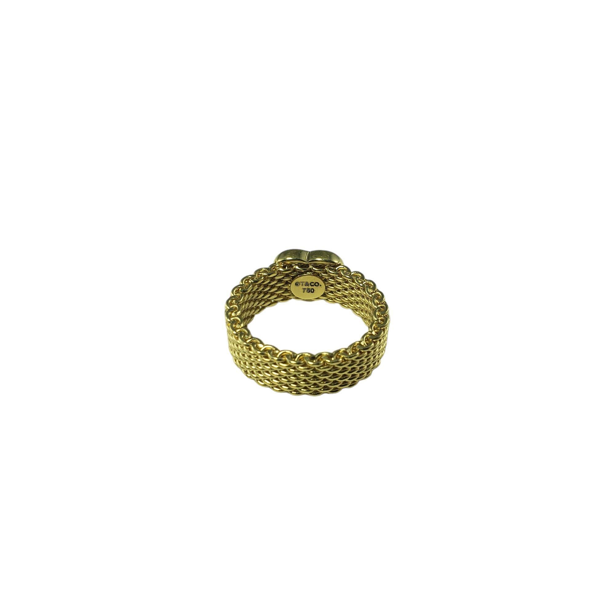 Women's Tiffany & Co. 18 Karat Yellow Gold Somerset Heart Mesh Ring Size 5 #18667 For Sale