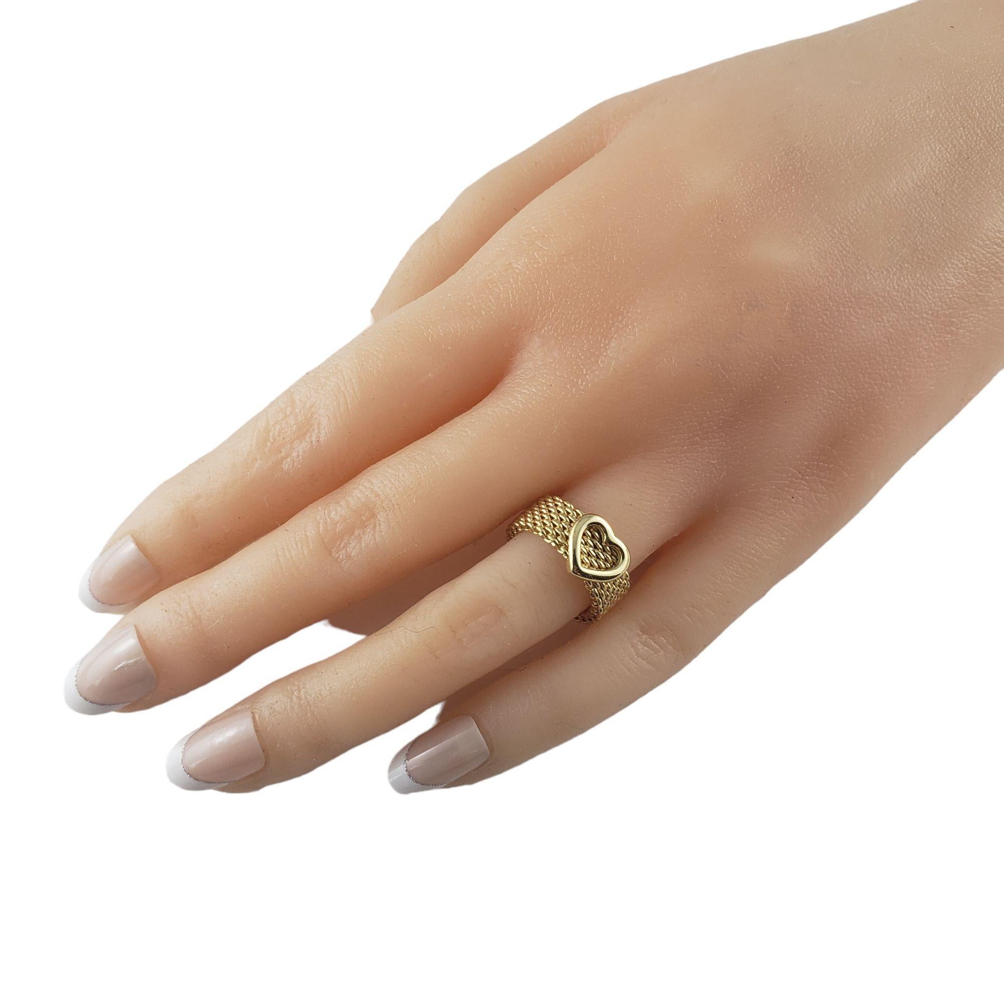 Tiffany & Co. 18 Karat Yellow Gold Somerset Heart Mesh Ring Size 5 #18667 For Sale 2