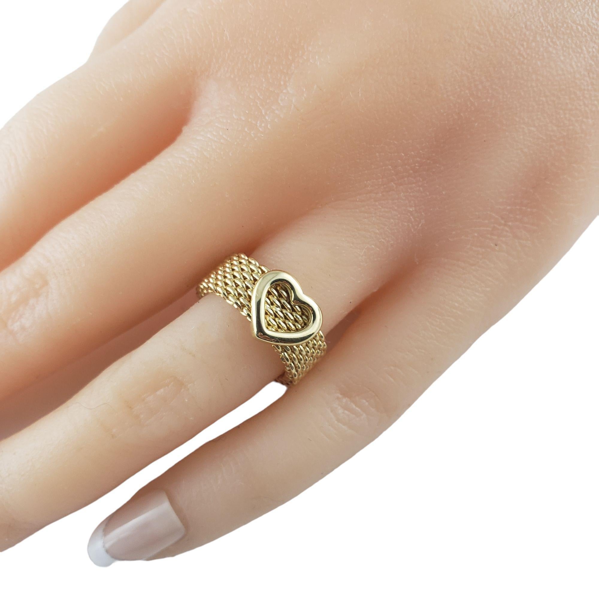 Tiffany & Co. 18 Karat Yellow Gold Somerset Heart Mesh Ring Size 5 #18667 For Sale 3