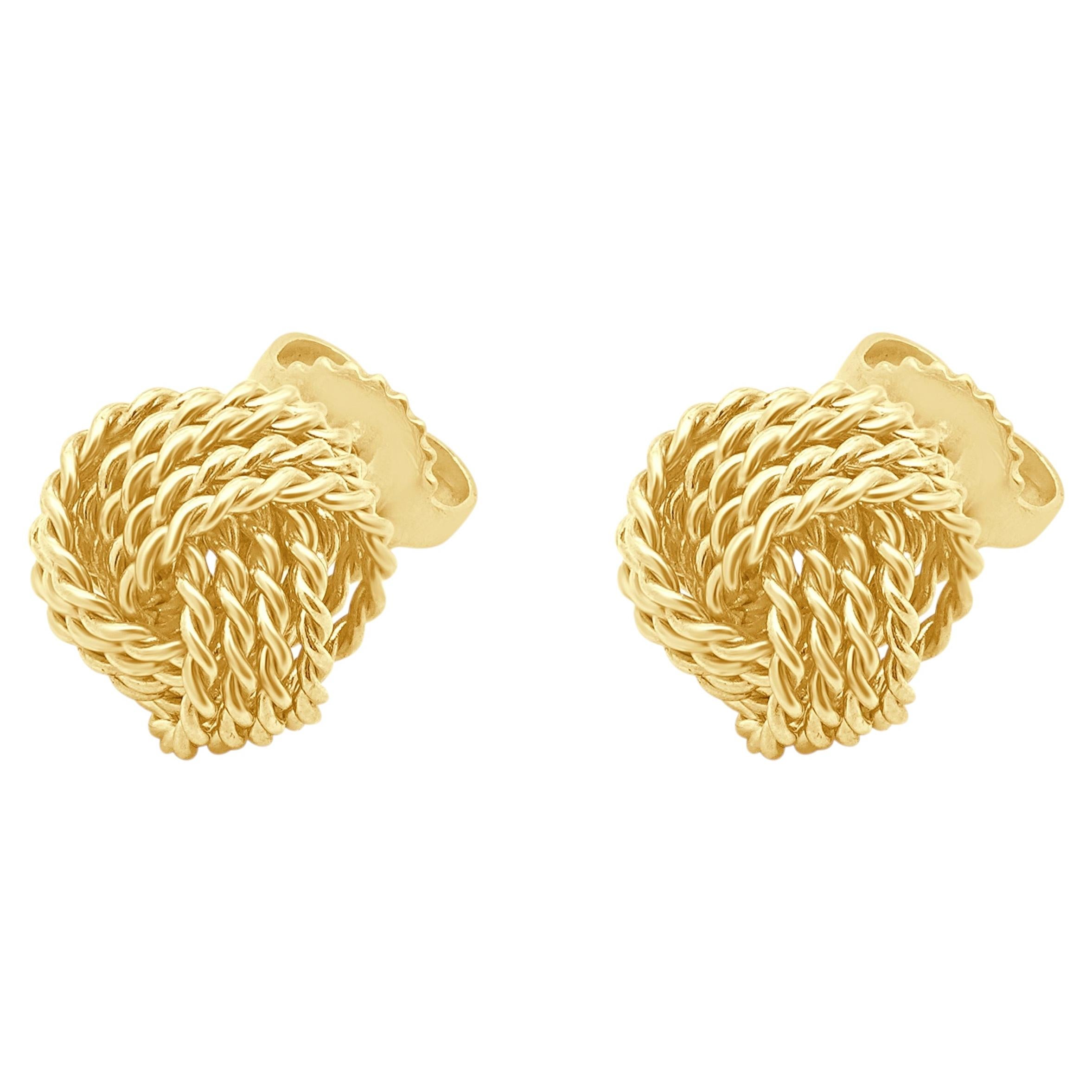Tiffany & Co. 18 Karat Yellow Gold Somerset Knot Stud Earrings