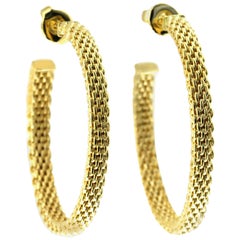 Tiffany & Co. 18 Karat Yellow Gold Somerset Mesh Large Hoop Earrings