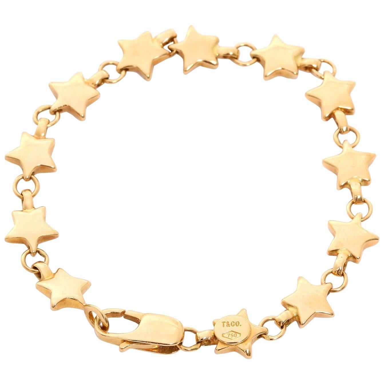 Tiffany & Co. 18 Karat Yellow Gold Star Link Bracelet