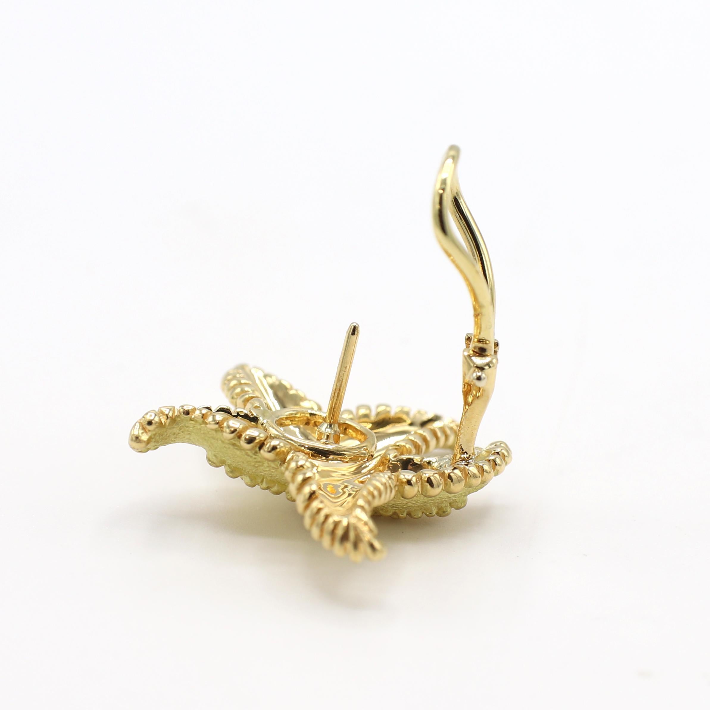 Modern Tiffany & Co. 18 Karat Yellow Gold Starfish Earrings 