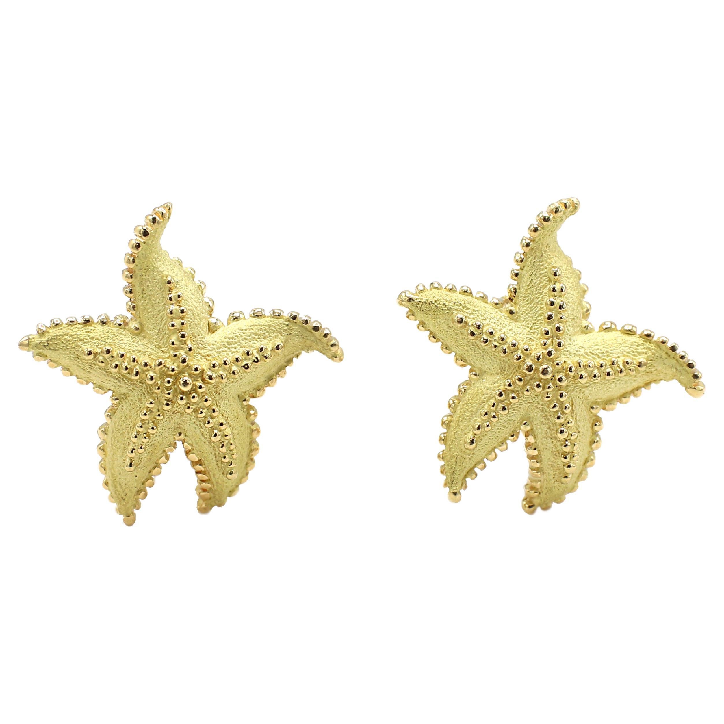 Tiffany & Co. 18 Karat Yellow Gold Starfish Earrings 