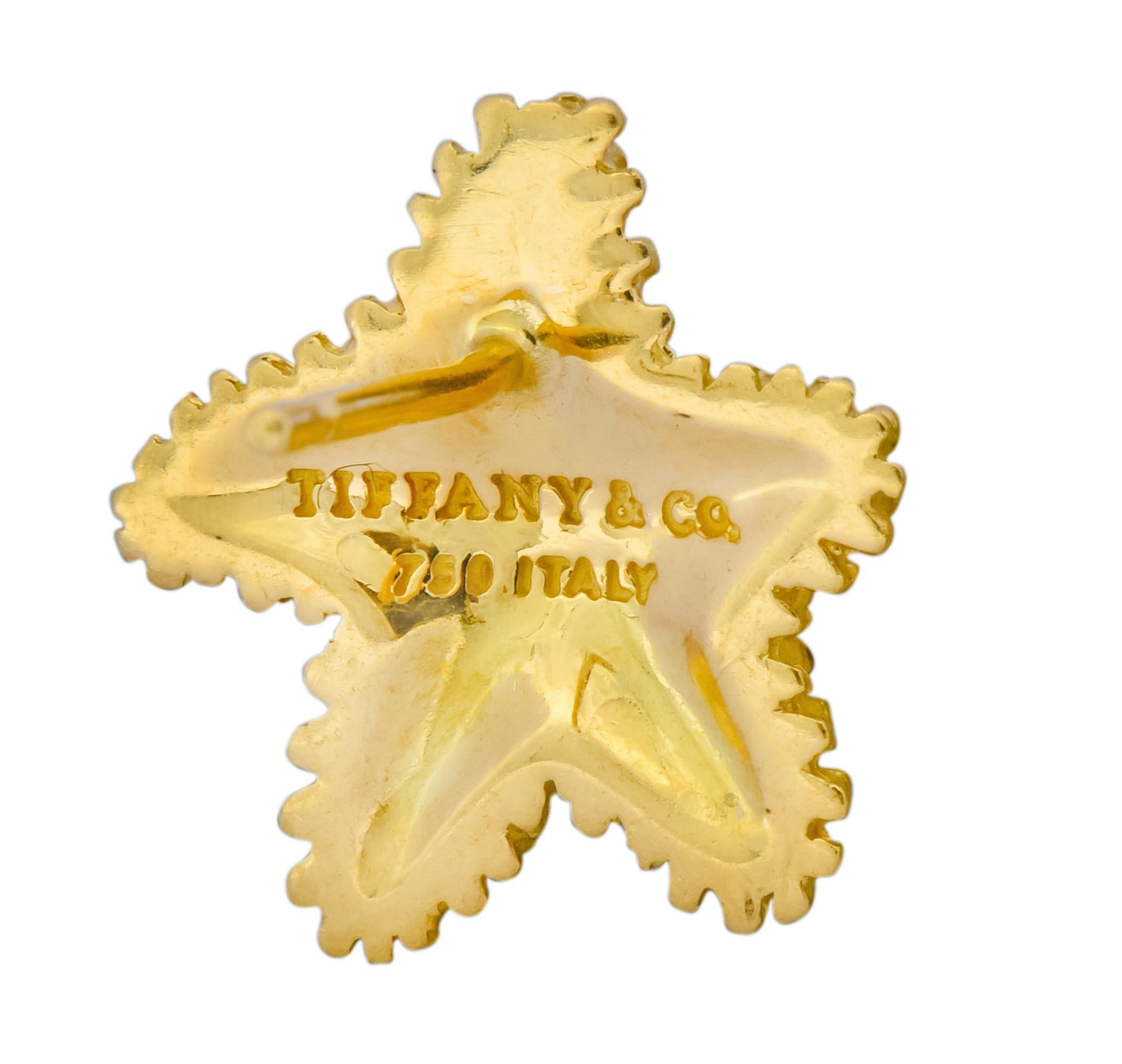 Women's or Men's Tiffany & Co. 18 Karat Yellow Gold Starfish Stud Earrings