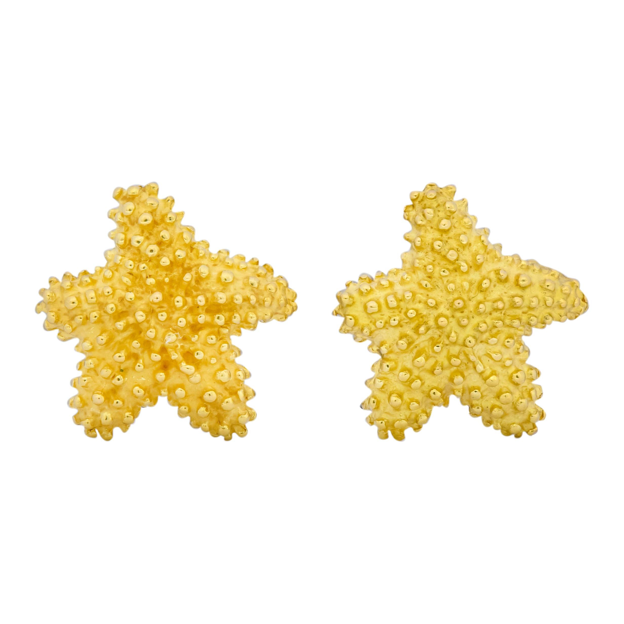 Tiffany & Co. 18 Karat Yellow Gold Starfish Stud Earrings