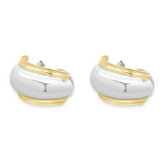 Tiffany & Co. 18 Karat Yellow Gold & Sterling Silver Dome Earrings