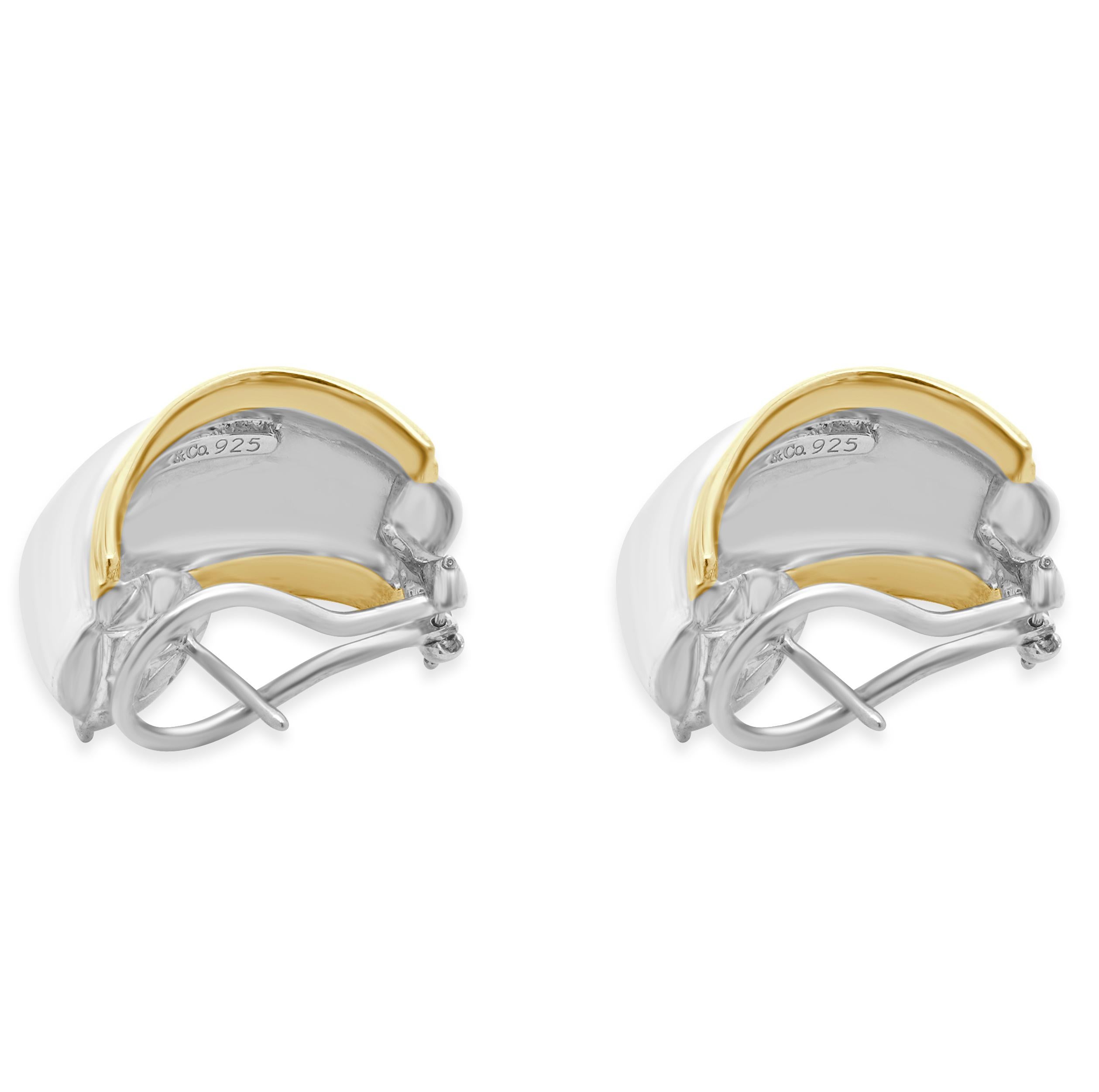 Pendientes Cúpula Tiffany & Co. de oro amarillo de 18 quilates y plata de ley en Excelente estado para la venta en Scottsdale, AZ