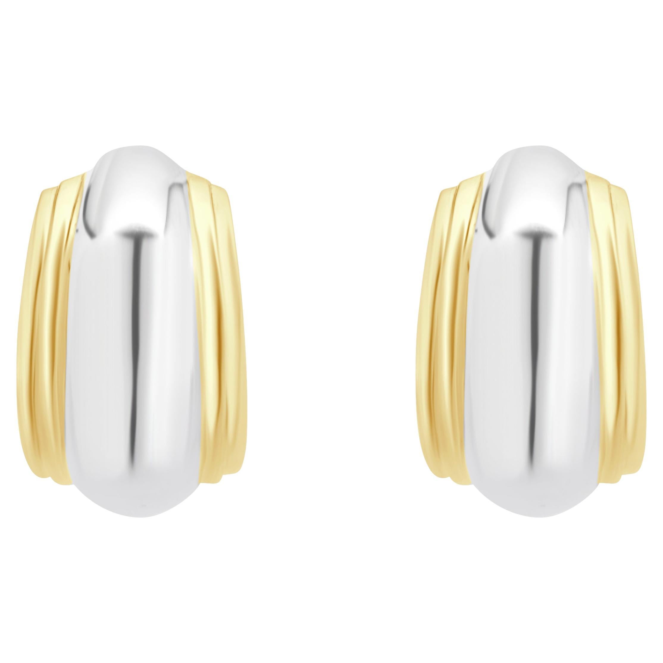 Tiffany & Co. 18 Karat Yellow Gold & Sterling Silver Dome Earrings