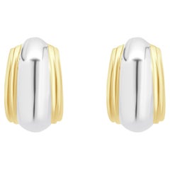 Tiffany & Co. 18 Karat Yellow Gold & Sterling Silver Dome Earrings