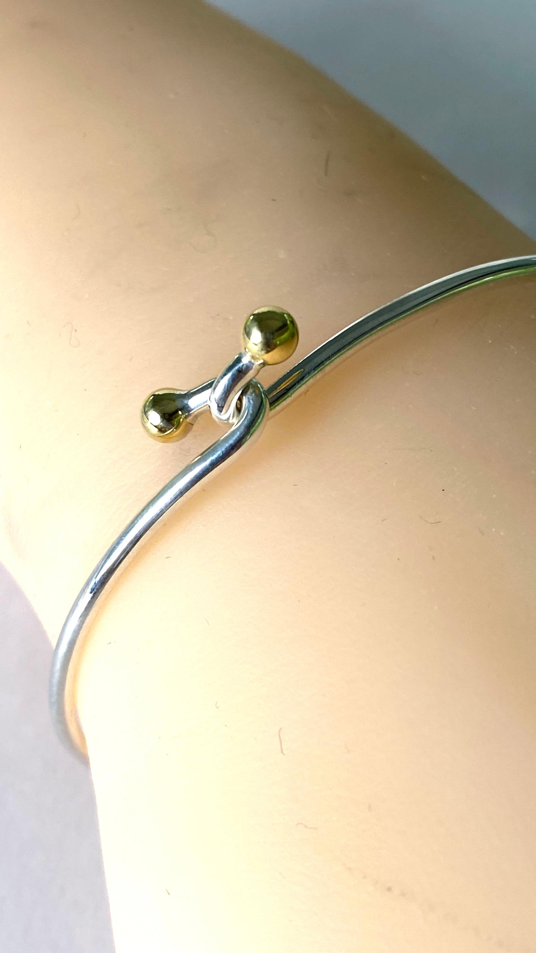 Tiffany Co 18 Karat Gelbgold Sterlingsilber Draht-Hakenarmband 5