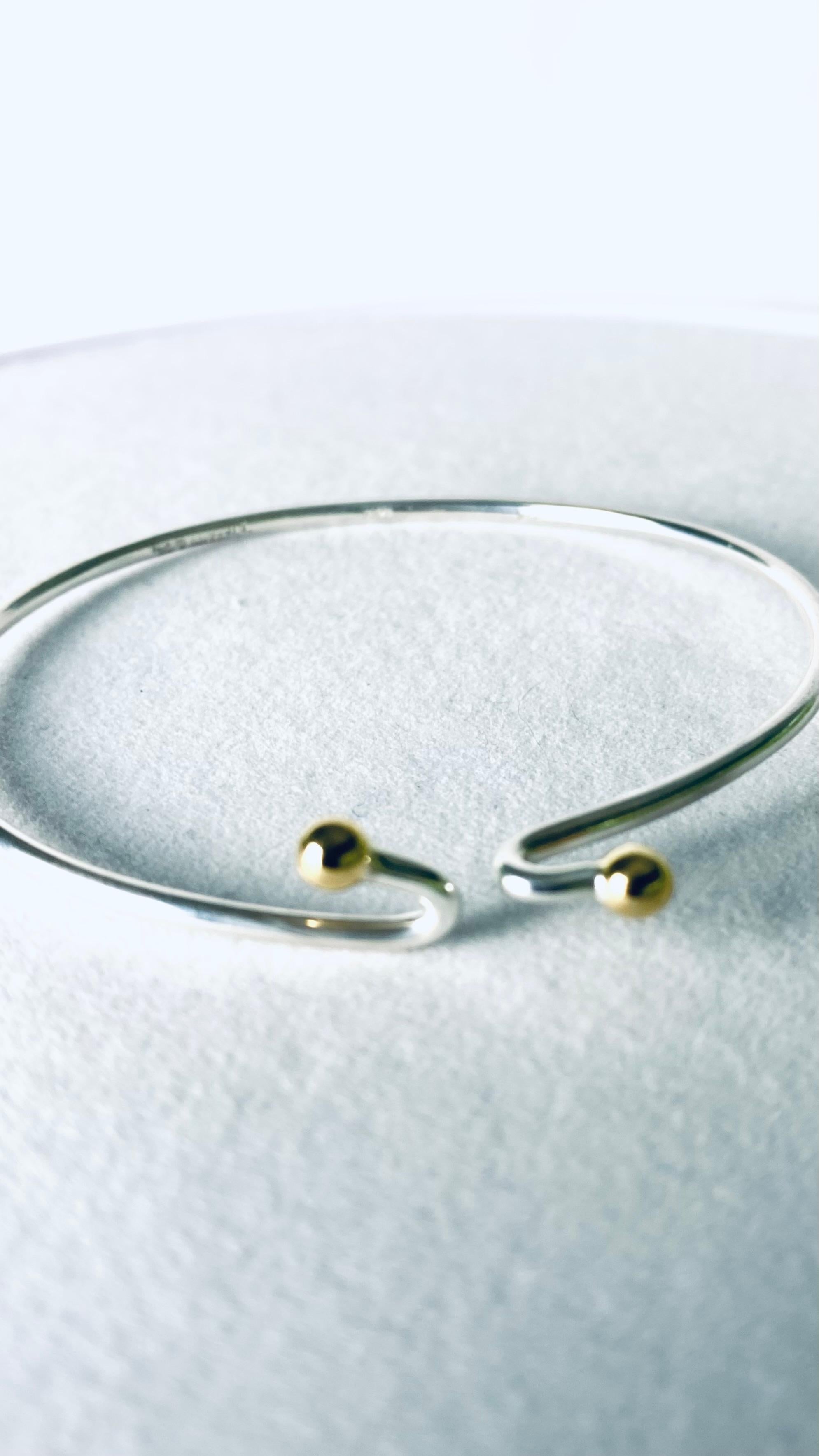 Tiffany Co 18 Karat Gelbgold Sterlingsilber Draht-Hakenarmband 8