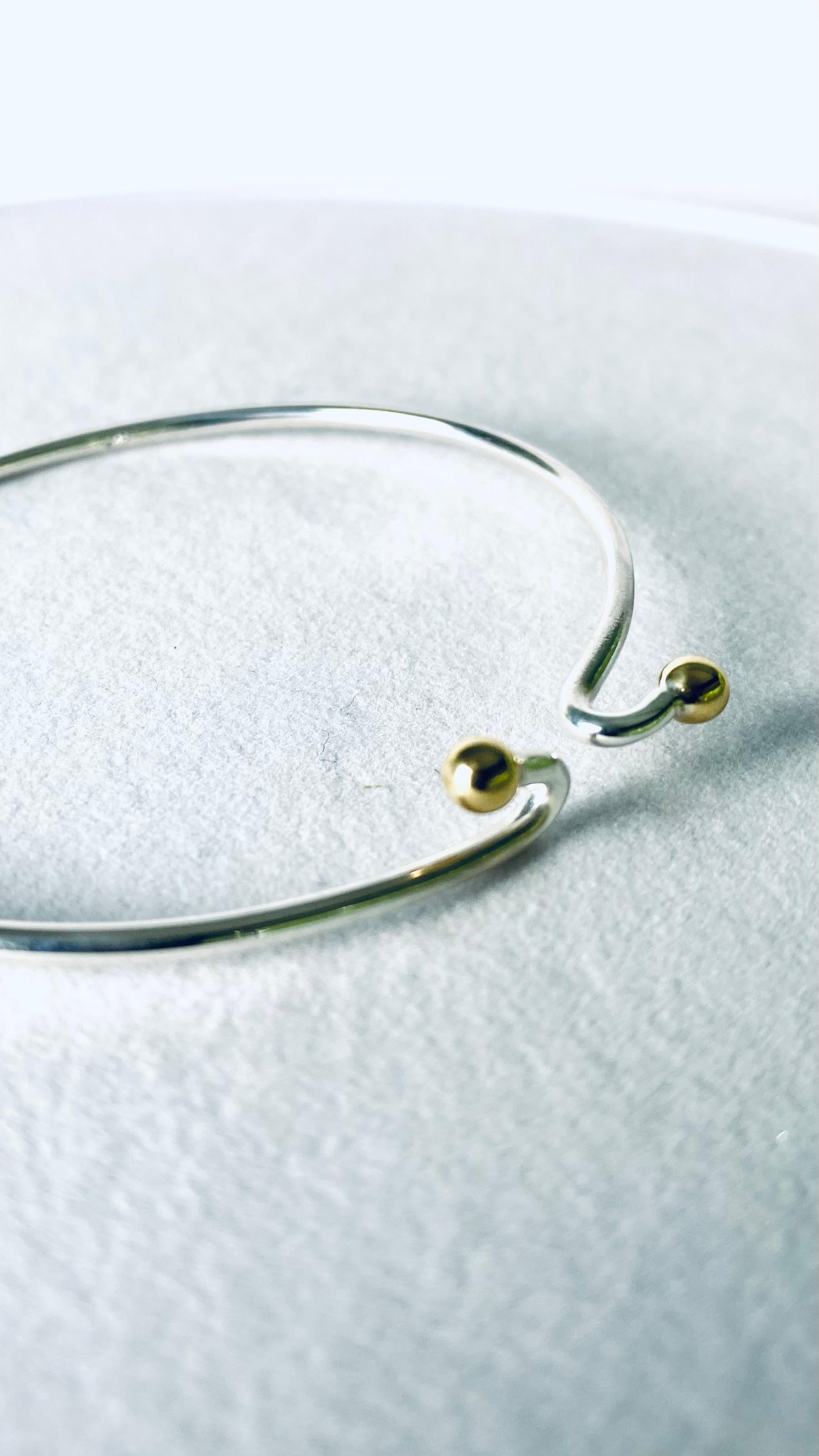 Tiffany Co 18 Karat Gelbgold Sterlingsilber Draht-Hakenarmband 2