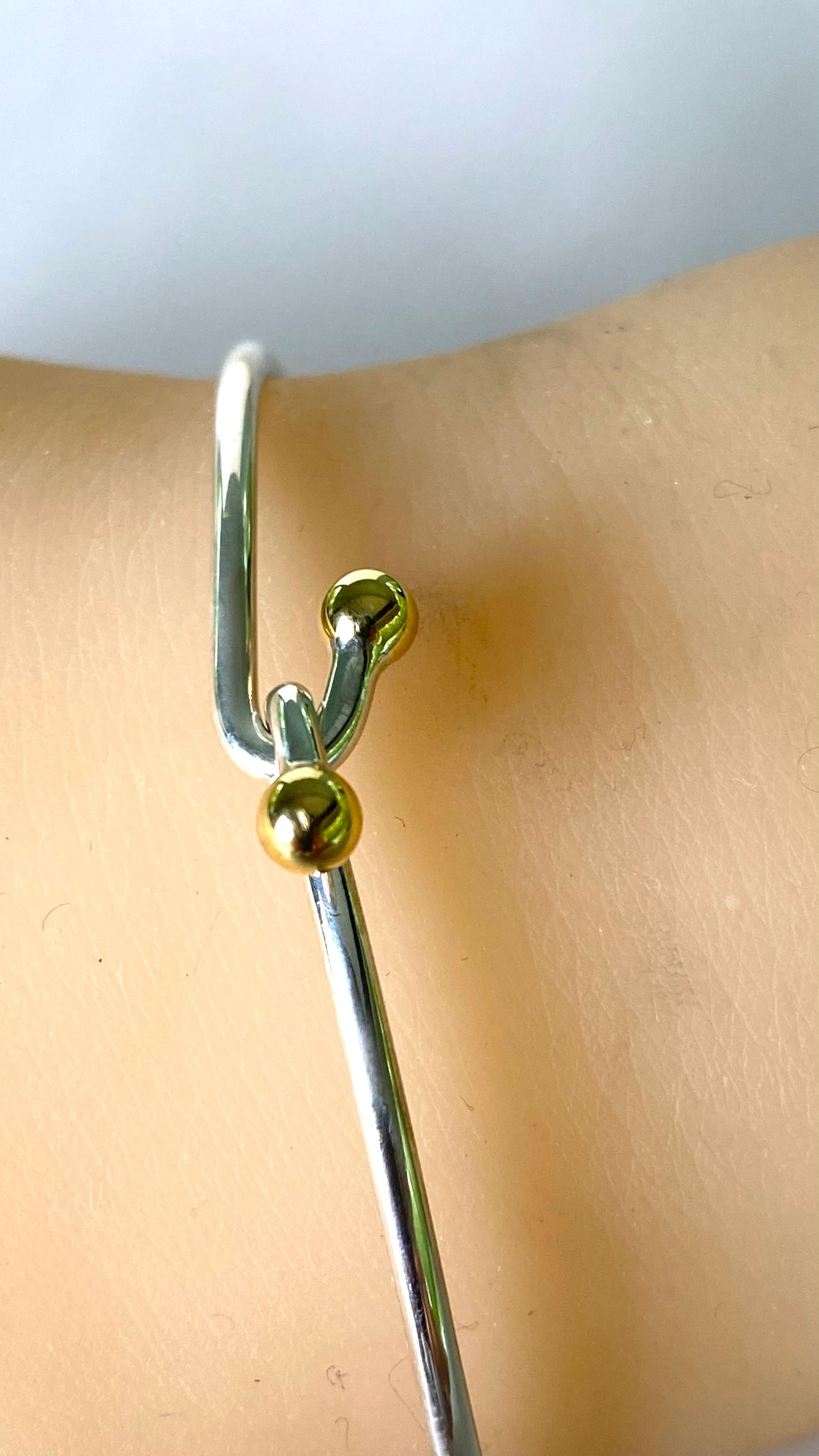 Tiffany Co 18 Karat Gelbgold Sterlingsilber Draht-Hakenarmband 3