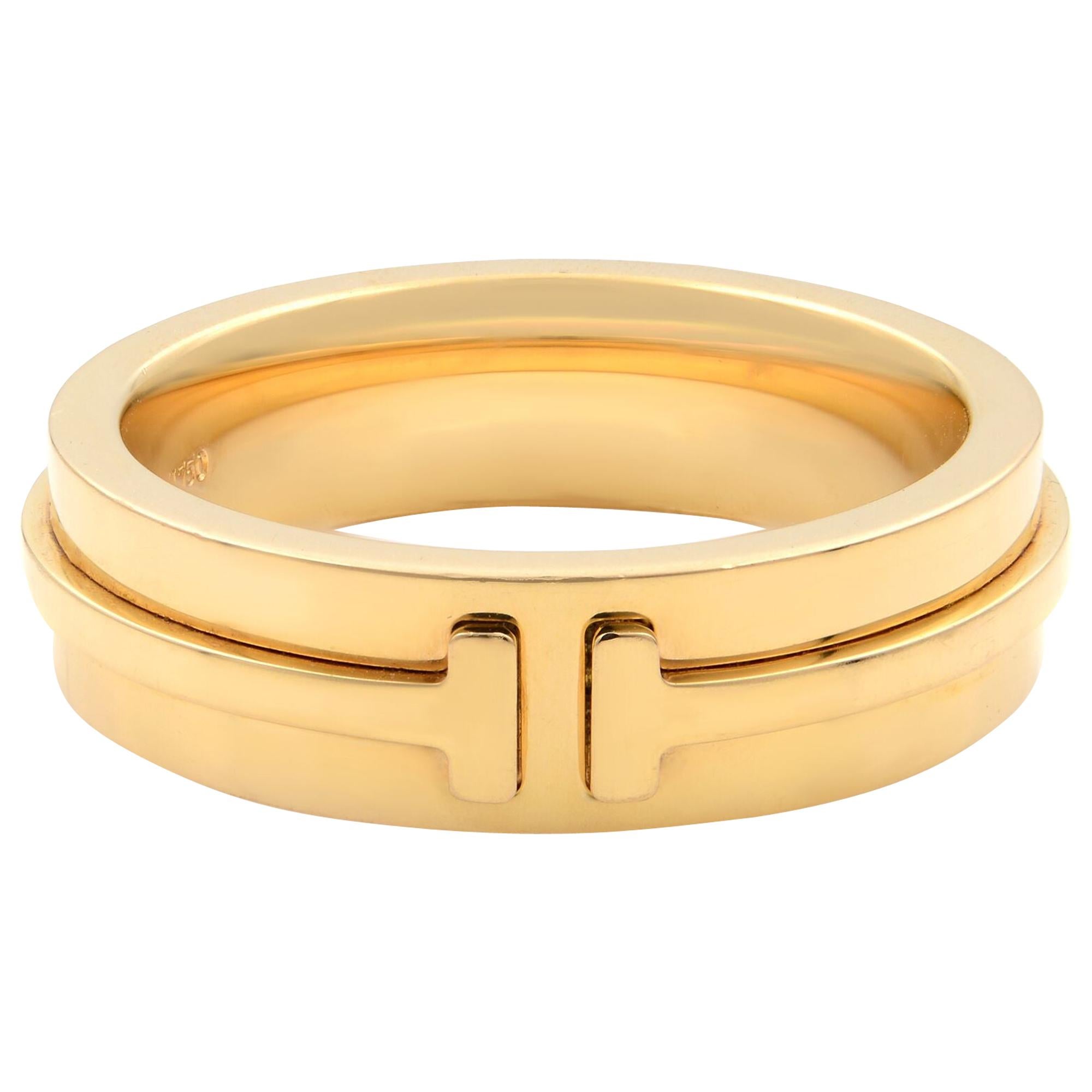 Tiffany & Co. 18 Karat Yellow Gold T Two Narrow Band Ring