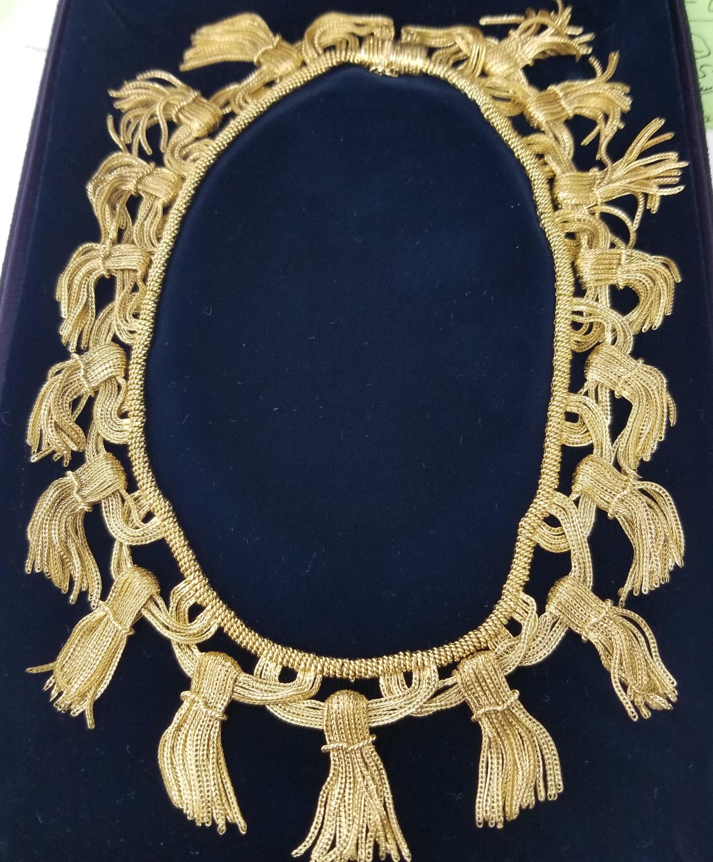18 Karat Yellow Gold Tassel Necklace inspire by Tiffany & Co.  2