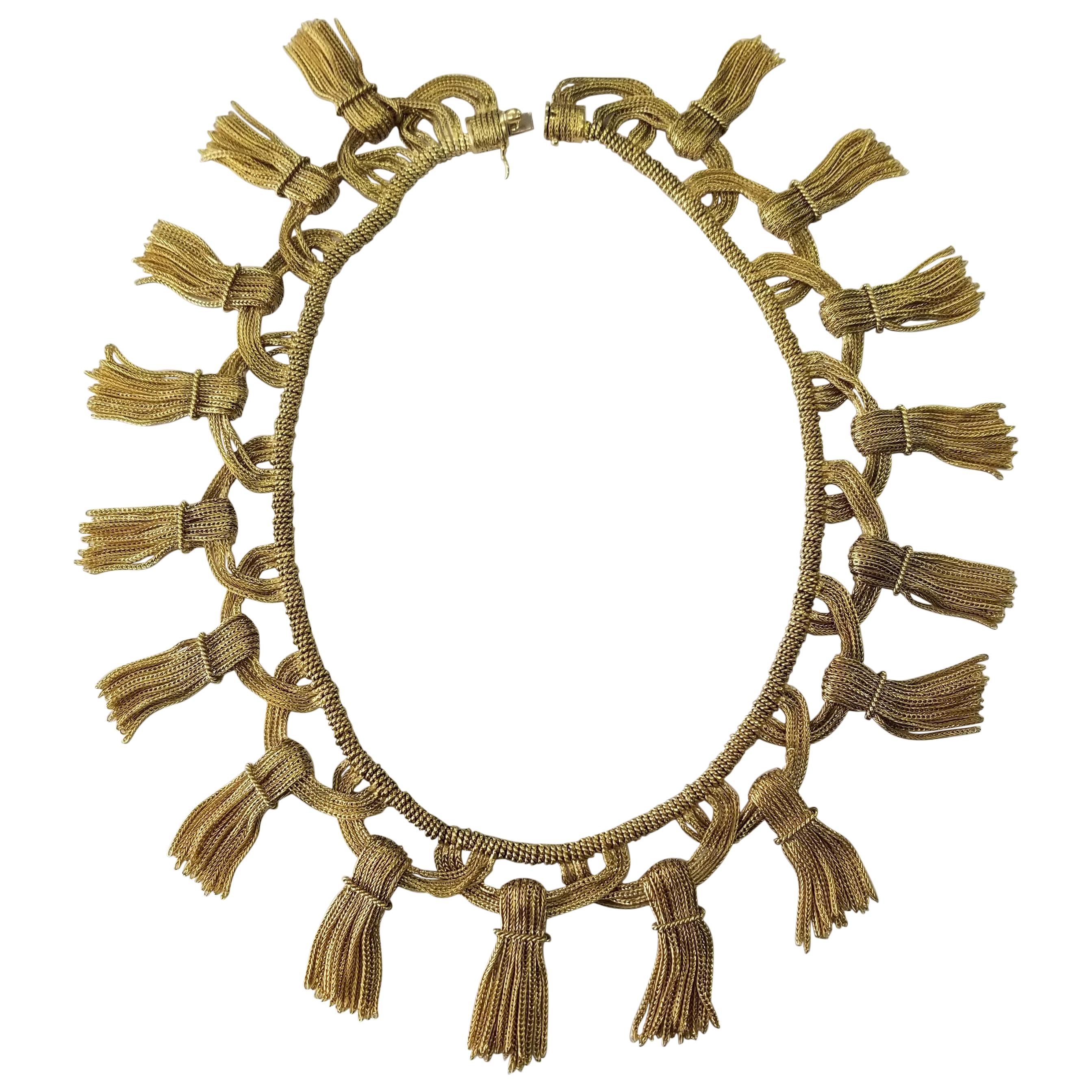 18 Karat Yellow Gold Tassel Necklace inspire by Tiffany & Co. 
