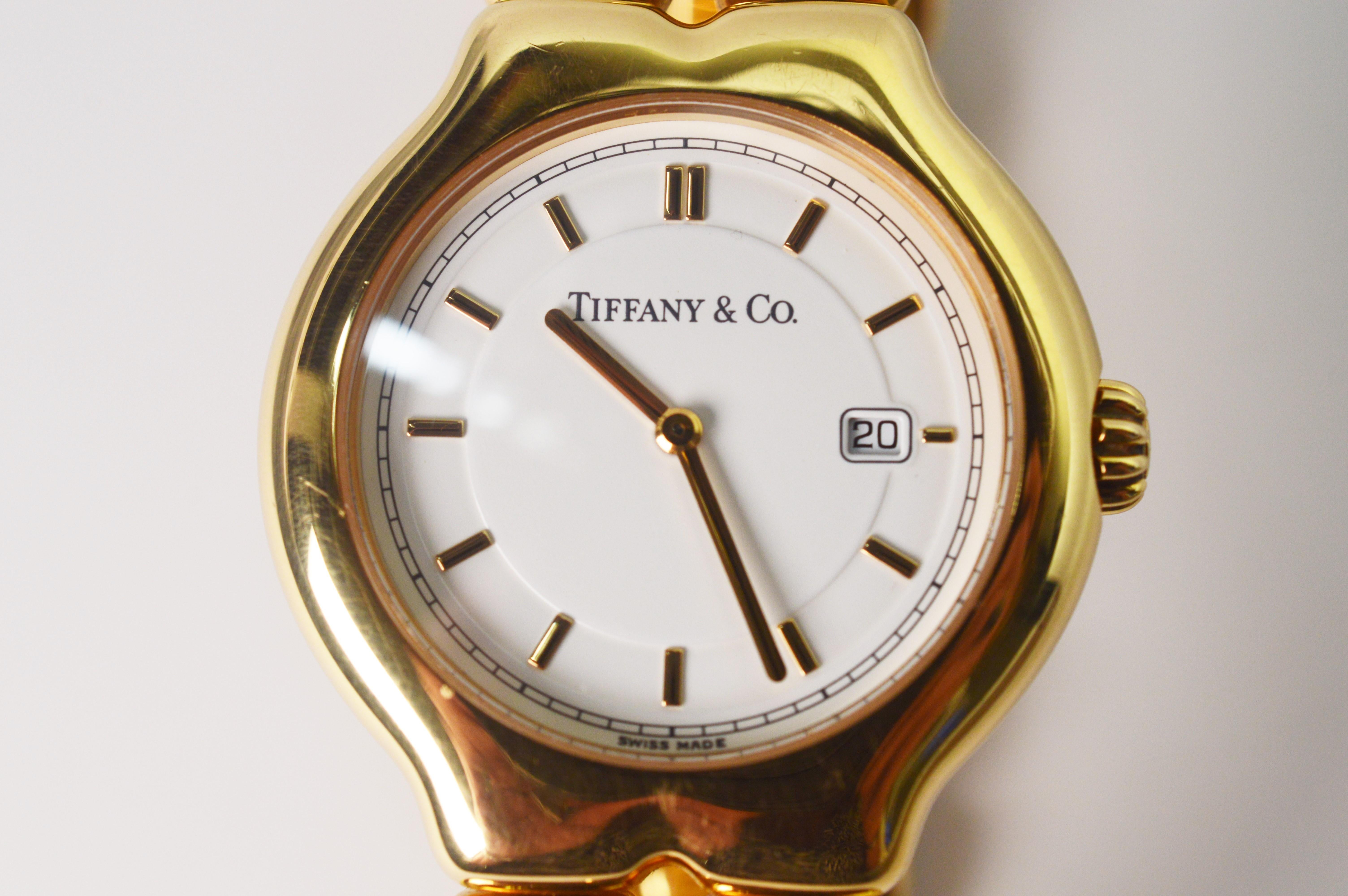 Tiffany and Co. 18 Karat Yellow Gold Tesoro Quartz Watch For Sale at ...