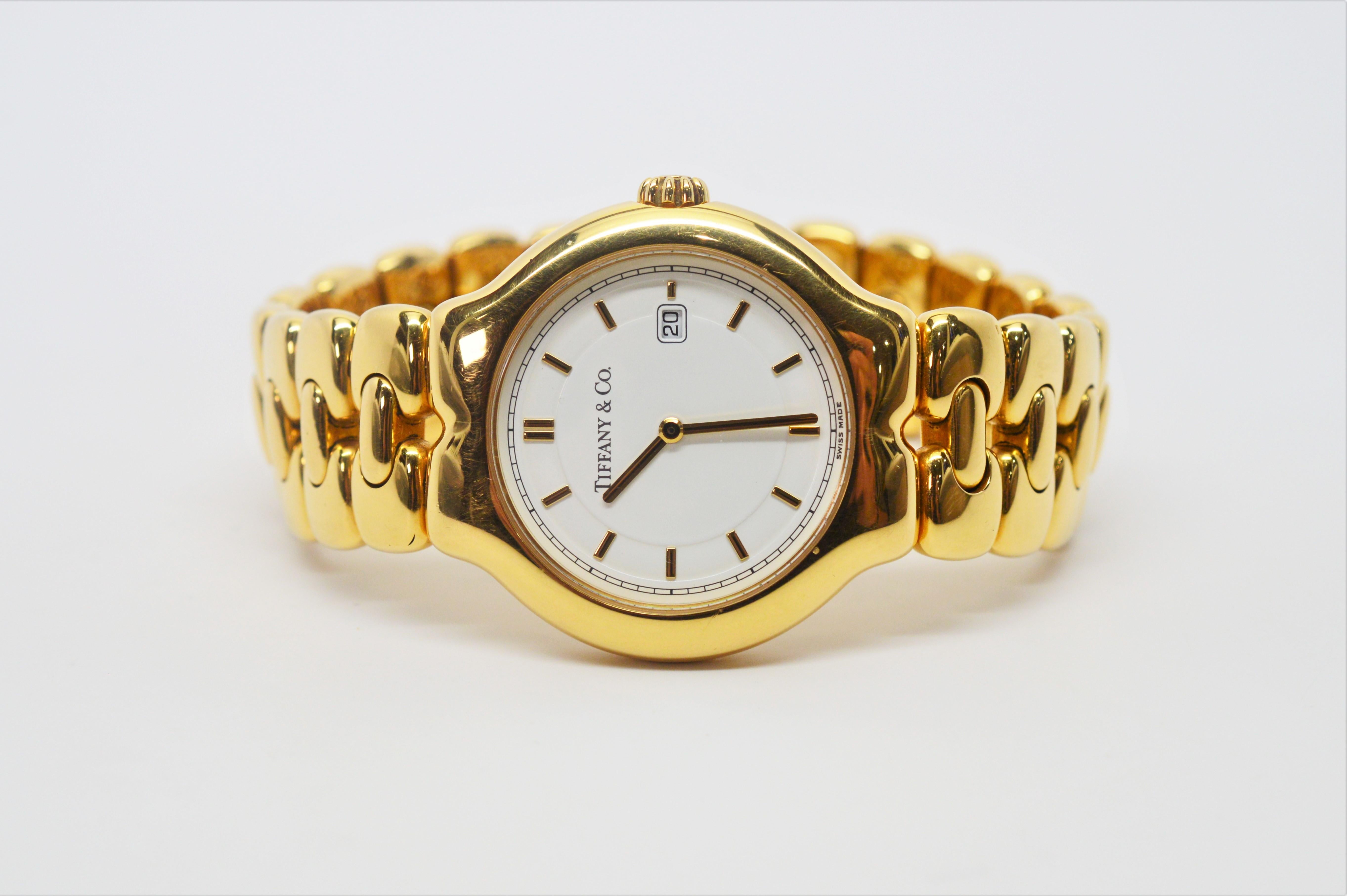 Tiffany & Co. Tesoro-Quarz-Uhr aus 18 Karat Gelbgold im Angebot 1