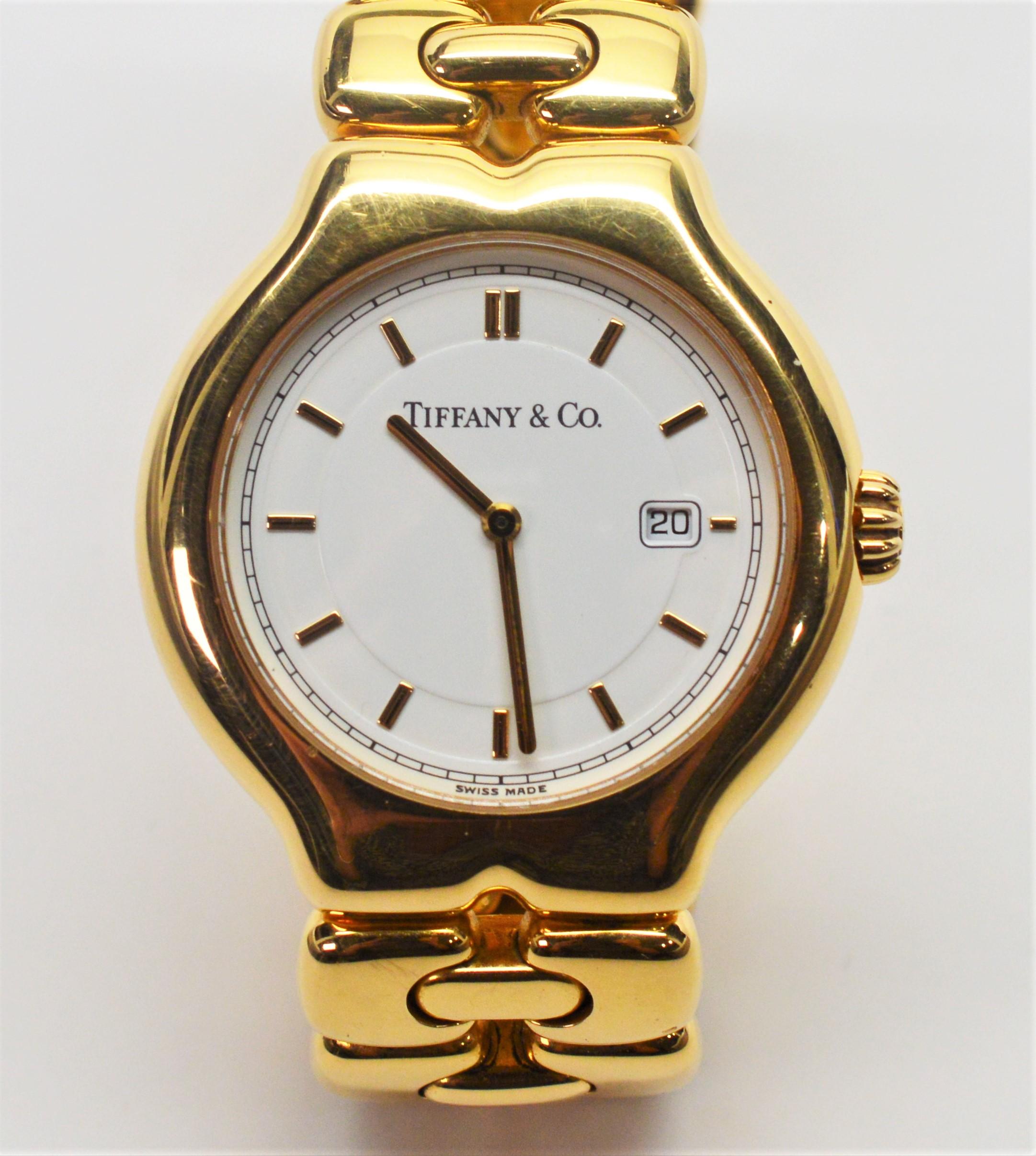 Tiffany & Co. 18 Karat Yellow Gold Tesoro Quartz Watch For Sale 2