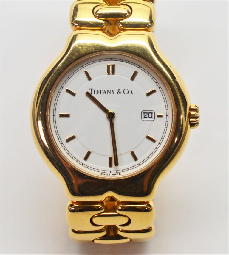 Tiffany and Co. 18 Karat Yellow Gold Tesoro Quartz Watch For Sale at ...